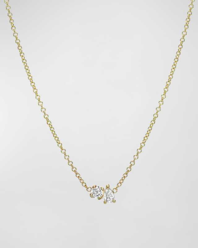 14K Diamond Toi et Moi Necklace