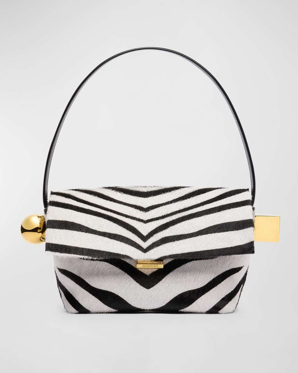 Le Rond Carre Zebra-Printed Leather Shoulder Bag