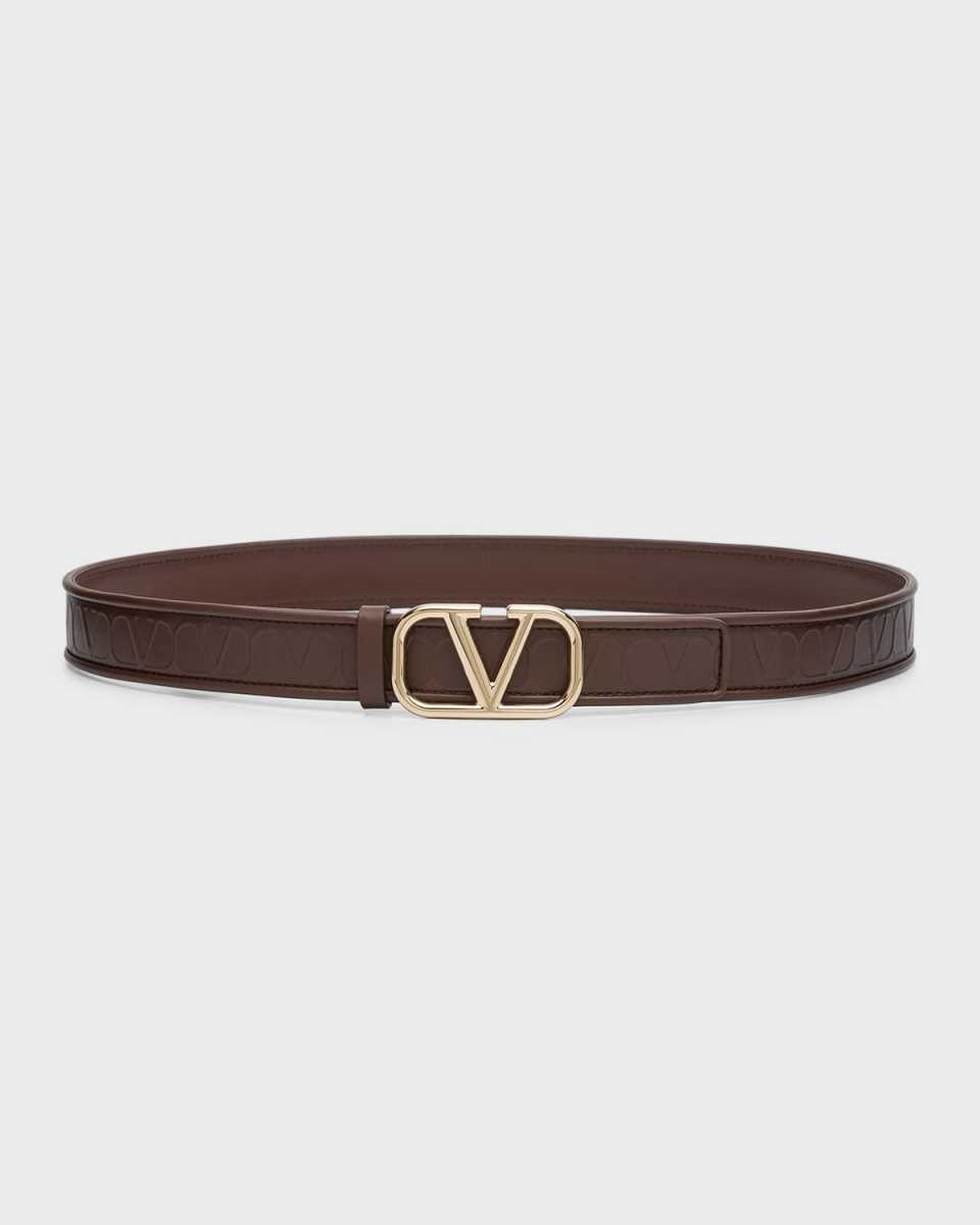 Toile Iconographe V-Logo Leather & Platinum Belt