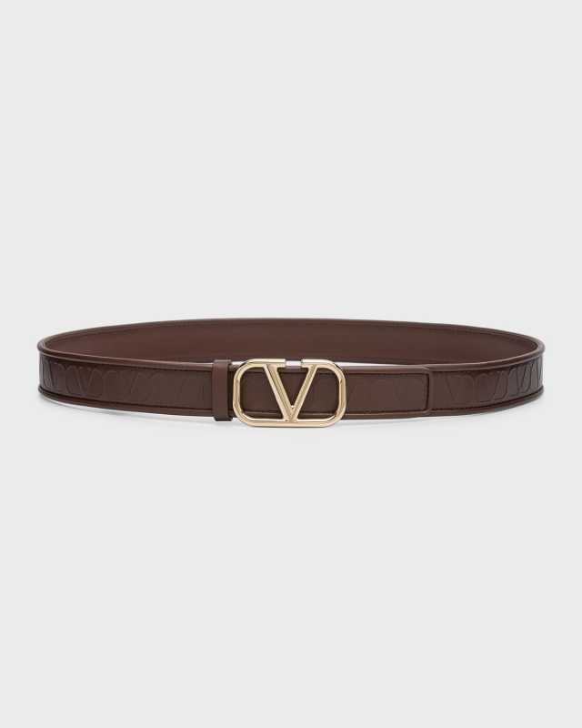 Toile Iconographe V-Logo Leather & Platinum Belt