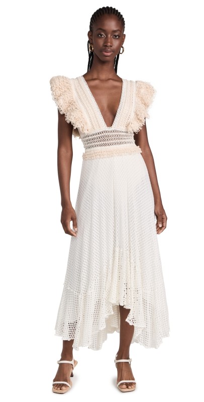 PatBO Hand Woven Netted Beach Dress Wheat