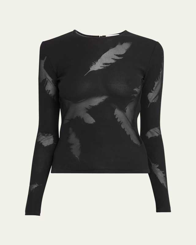 Sheer Feather Silk Top