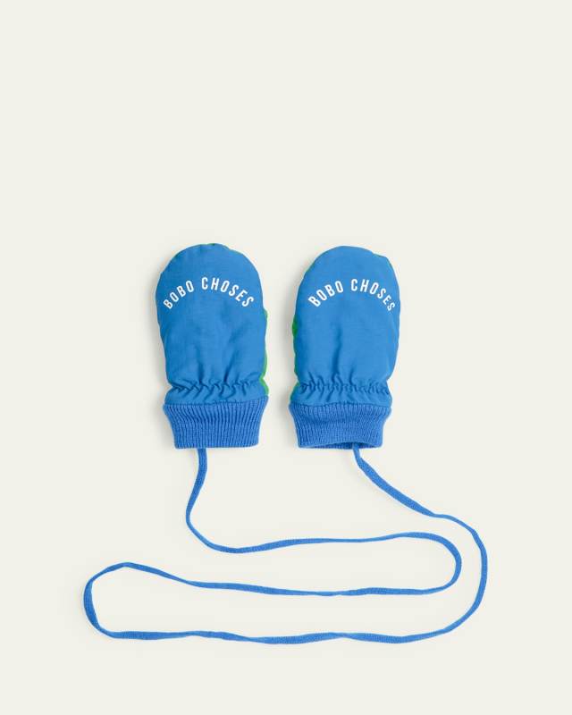 Boy's Two-Toned Logo-Print Mittens