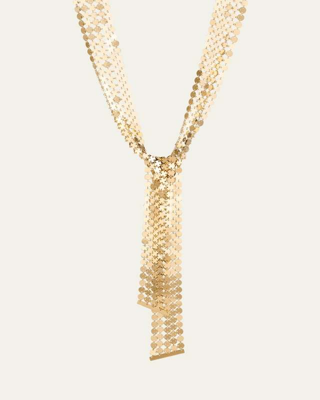 14K Yellow Gold Laser Mega Chainmail 5-Row Lariat Wrap Necklace