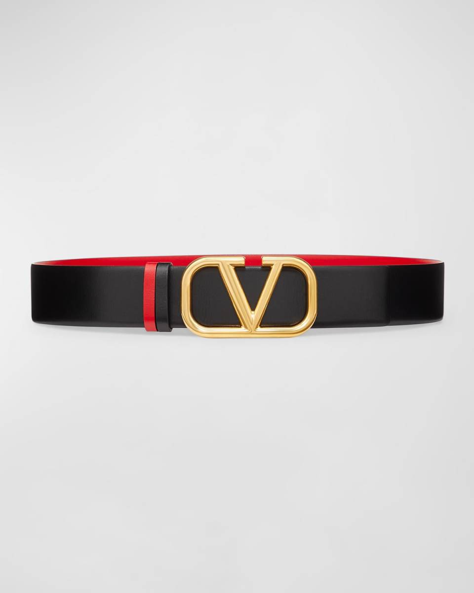 V-Logo Signature Reversible Leather Belt
