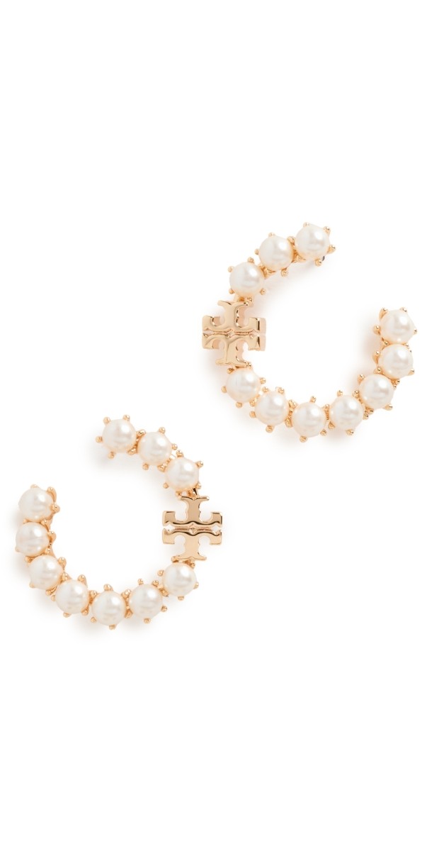 Tory Burch Kira Pearl Loop Earrings Pearl