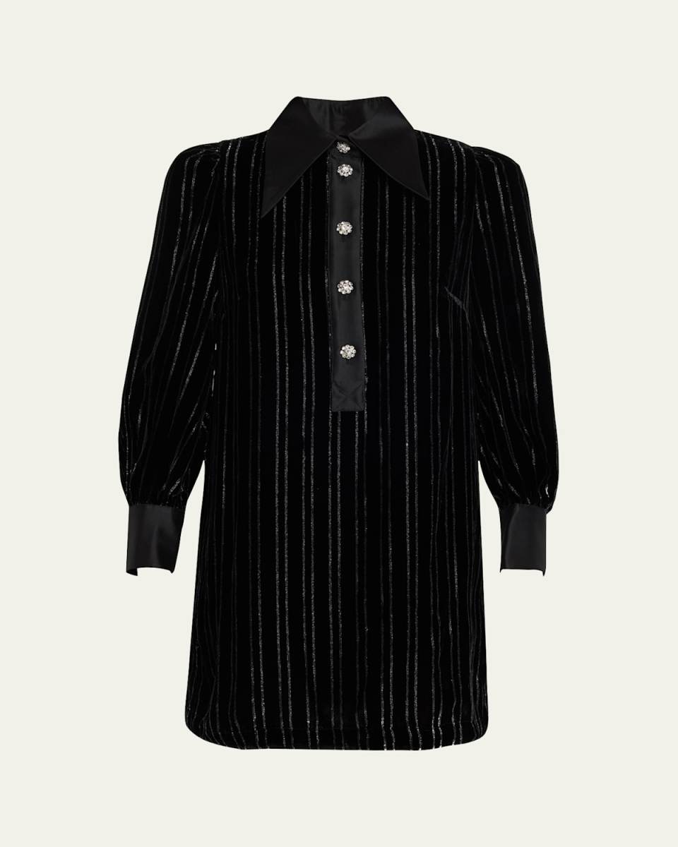 Illustration Velvet Mini Dress