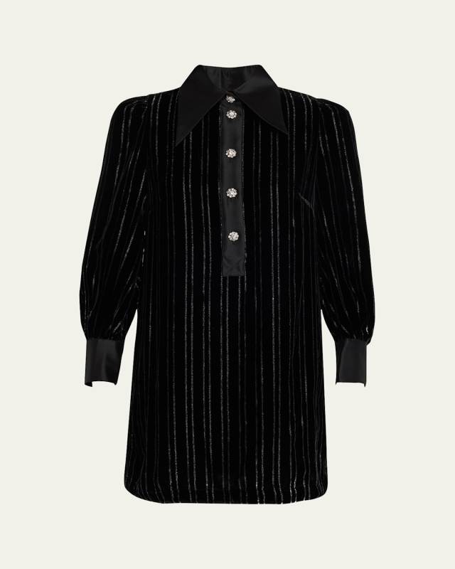 Illustration Velvet Mini Dress