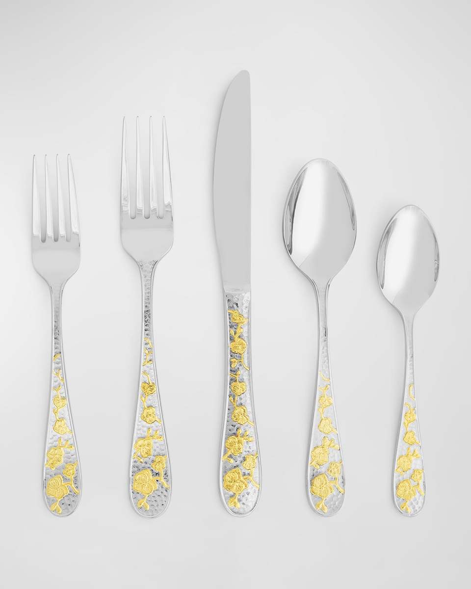 Orchid 5-Piece Gold-Tone Flatware Set