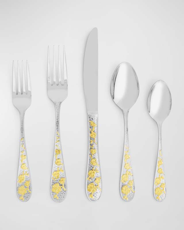 Orchid 5-Piece Gold-Tone Flatware Set