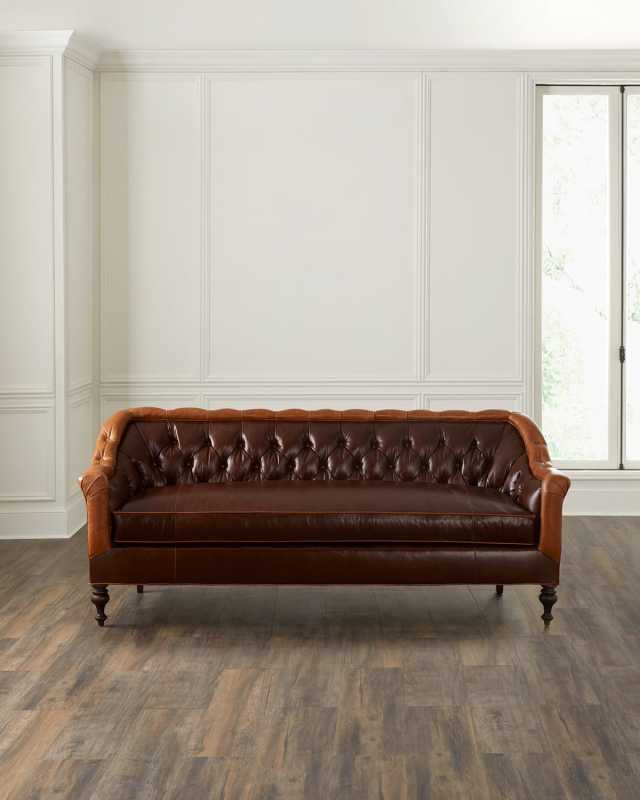 Blakely Leather Tufted Sofa, 89"