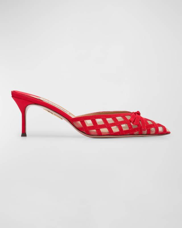 Romance Grosgrain Check Mule Pumps
