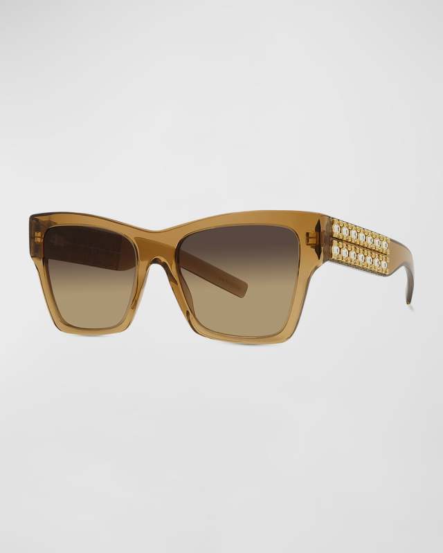 Plumeties Crystal & Acetate Square Sunglasses