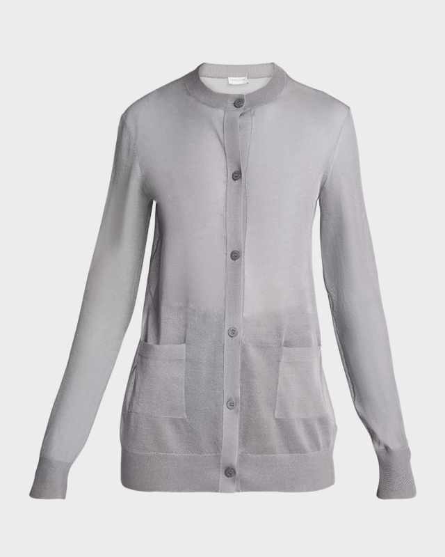 Sheer Knit Button-Front Cardigan