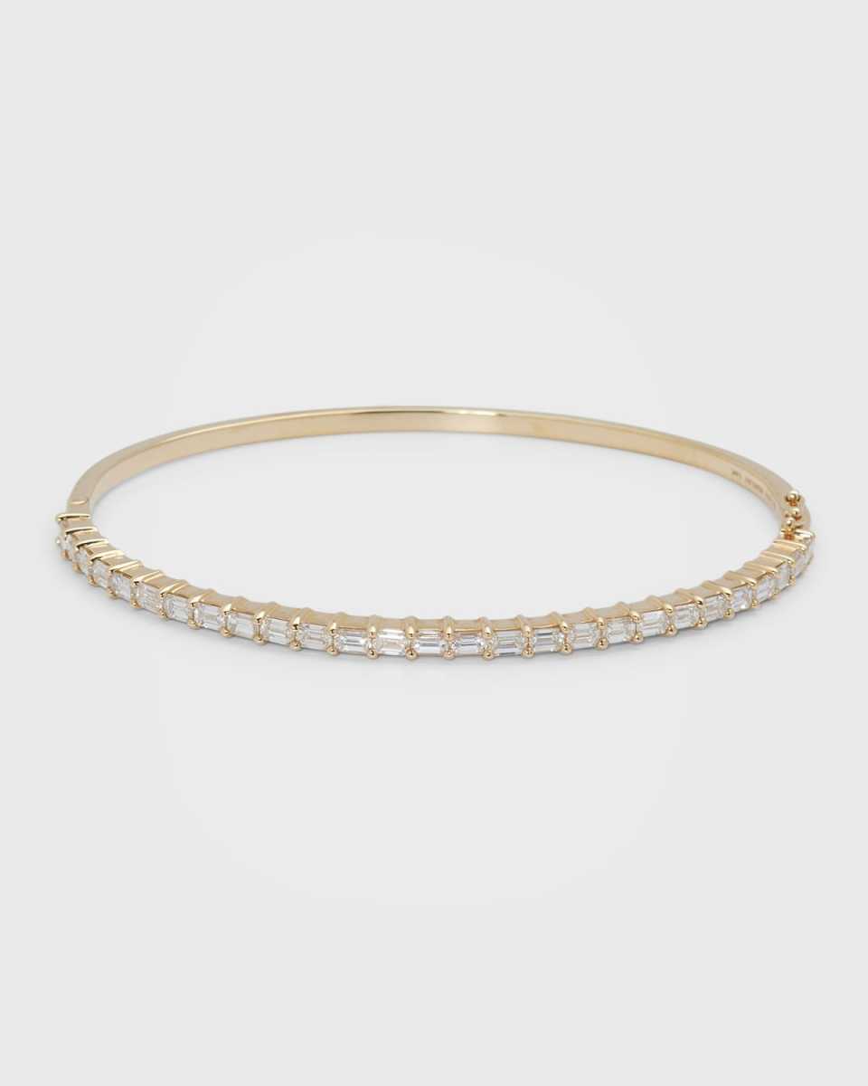 14K Gold Emerald-Cut Diamond Bangle