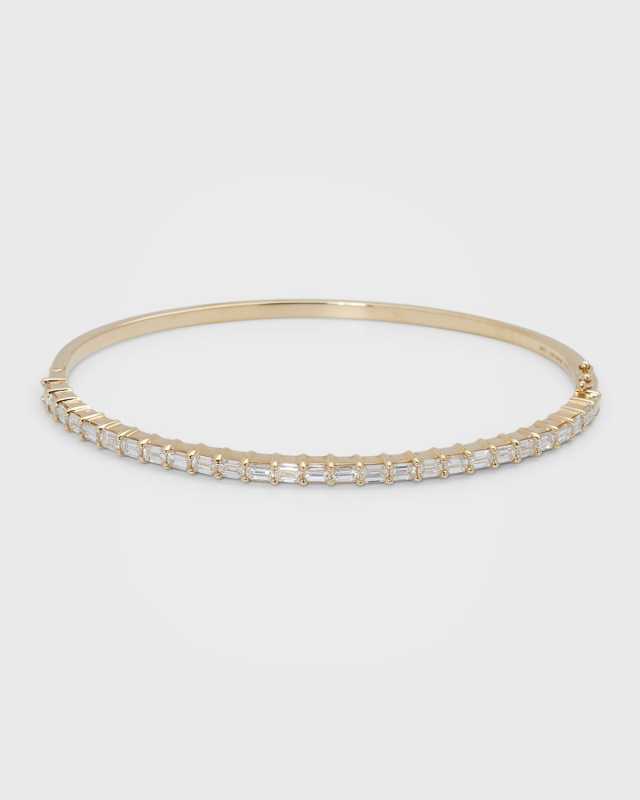 14K Gold Emerald-Cut Diamond Bangle