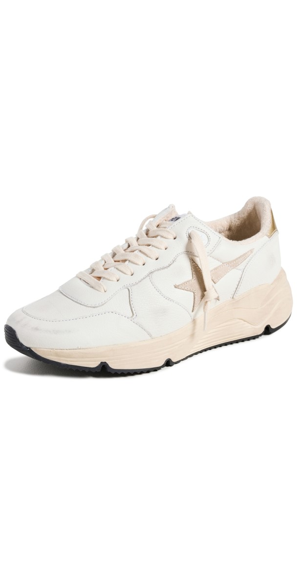 Golden Goose Running Sole Nappa Upper Nylon Tongue Suede Star Mirror Heel Tab Sneakers WHITE/BEIGE/GOLD