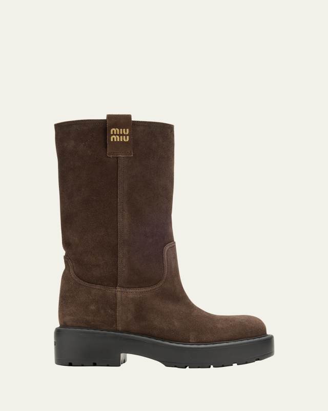 Suede Tall Moto Boots