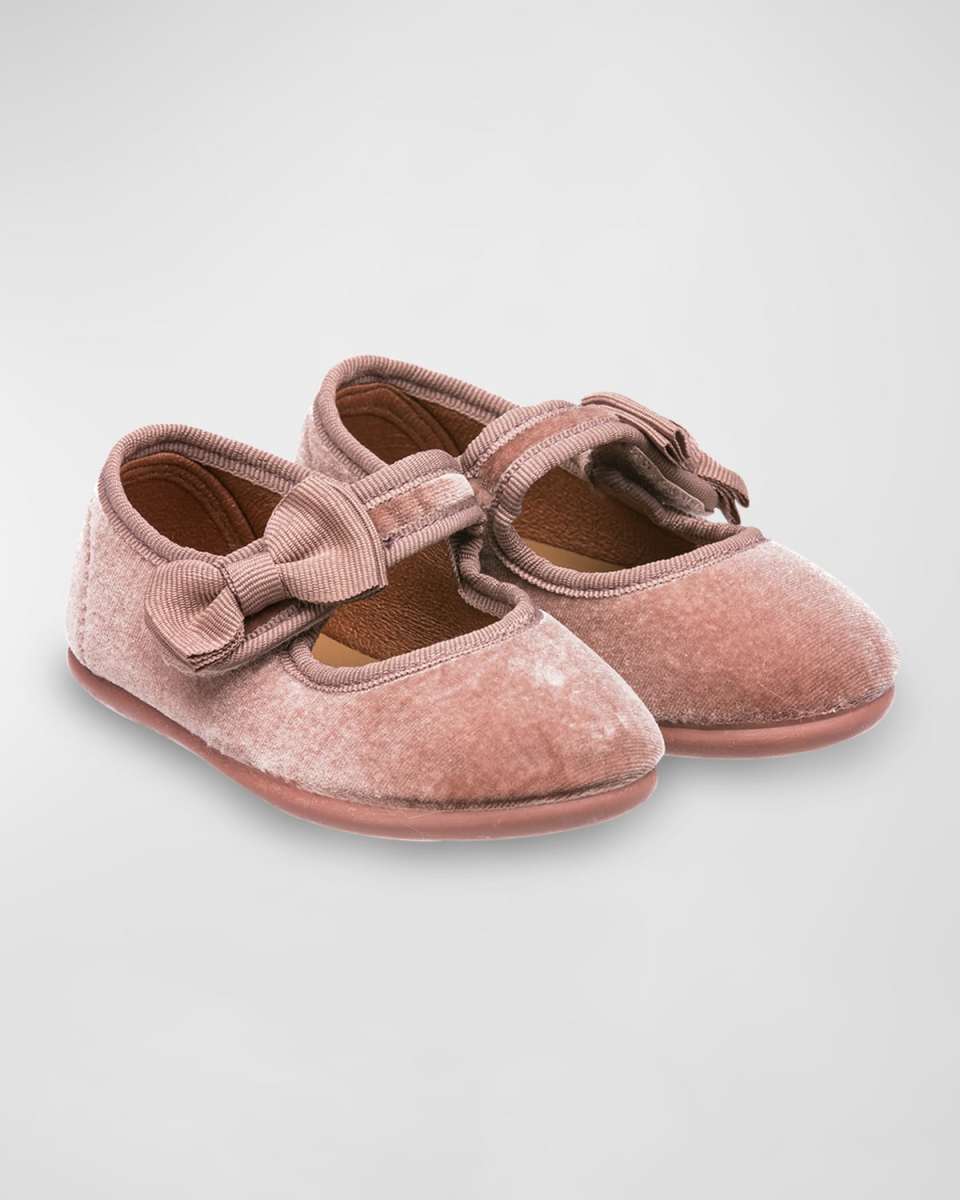 Girl's Velvet Bow Mary Janes, Baby/Toddler/Kids