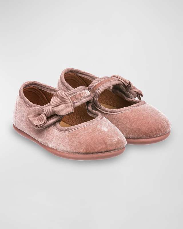 Girl's Velvet Bow Mary Janes, Baby/Toddler/Kids