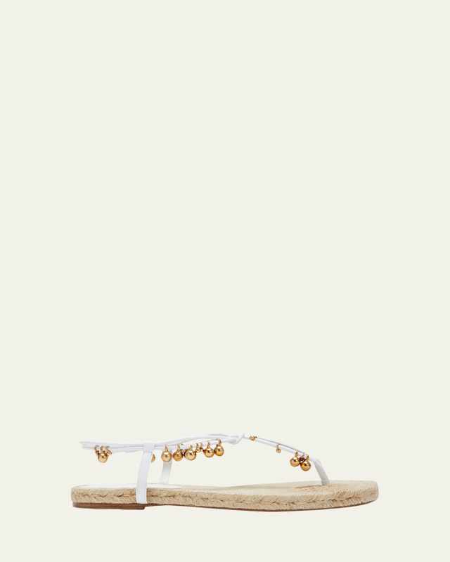 Beaded Espadrille Thong Sandals