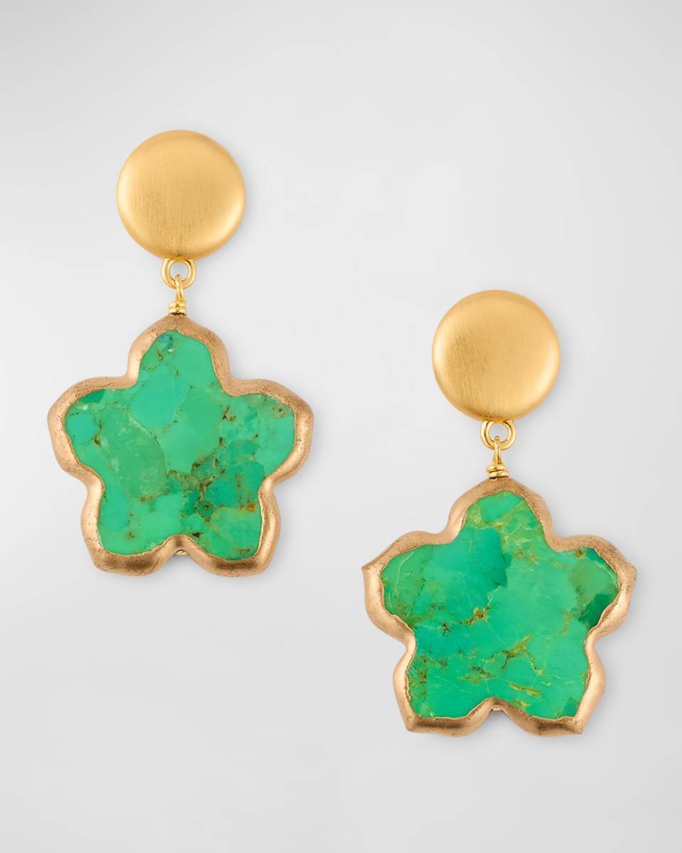 Green Turquoise Flower Earrings