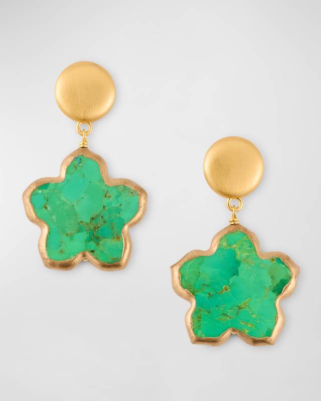 Green Turquoise Flower Earrings