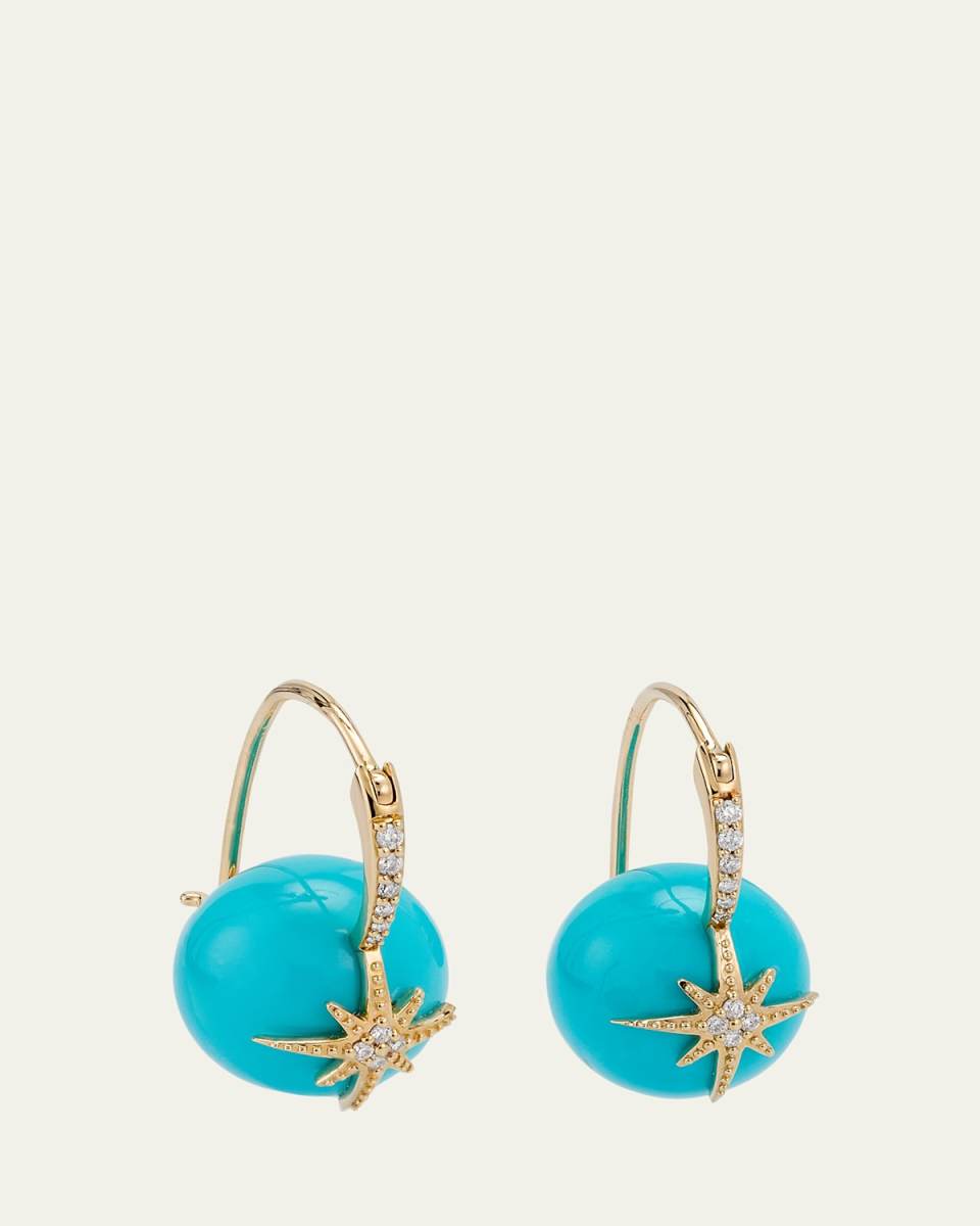 Starburst Turquoise Bead Earrings with Diamonds