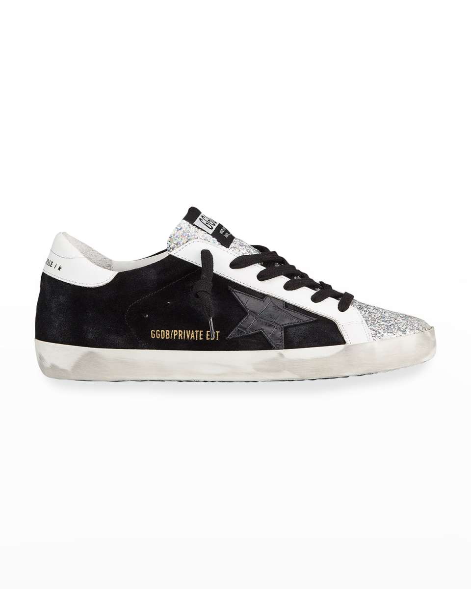 Superstar Mixed Leather Glitter Sneakers