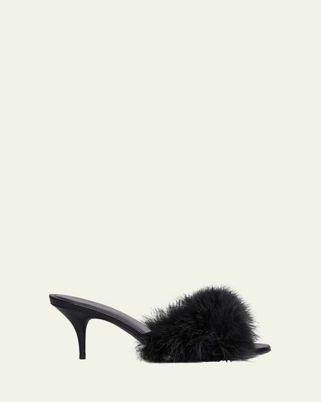 Boudoir Feather Mule Sandals