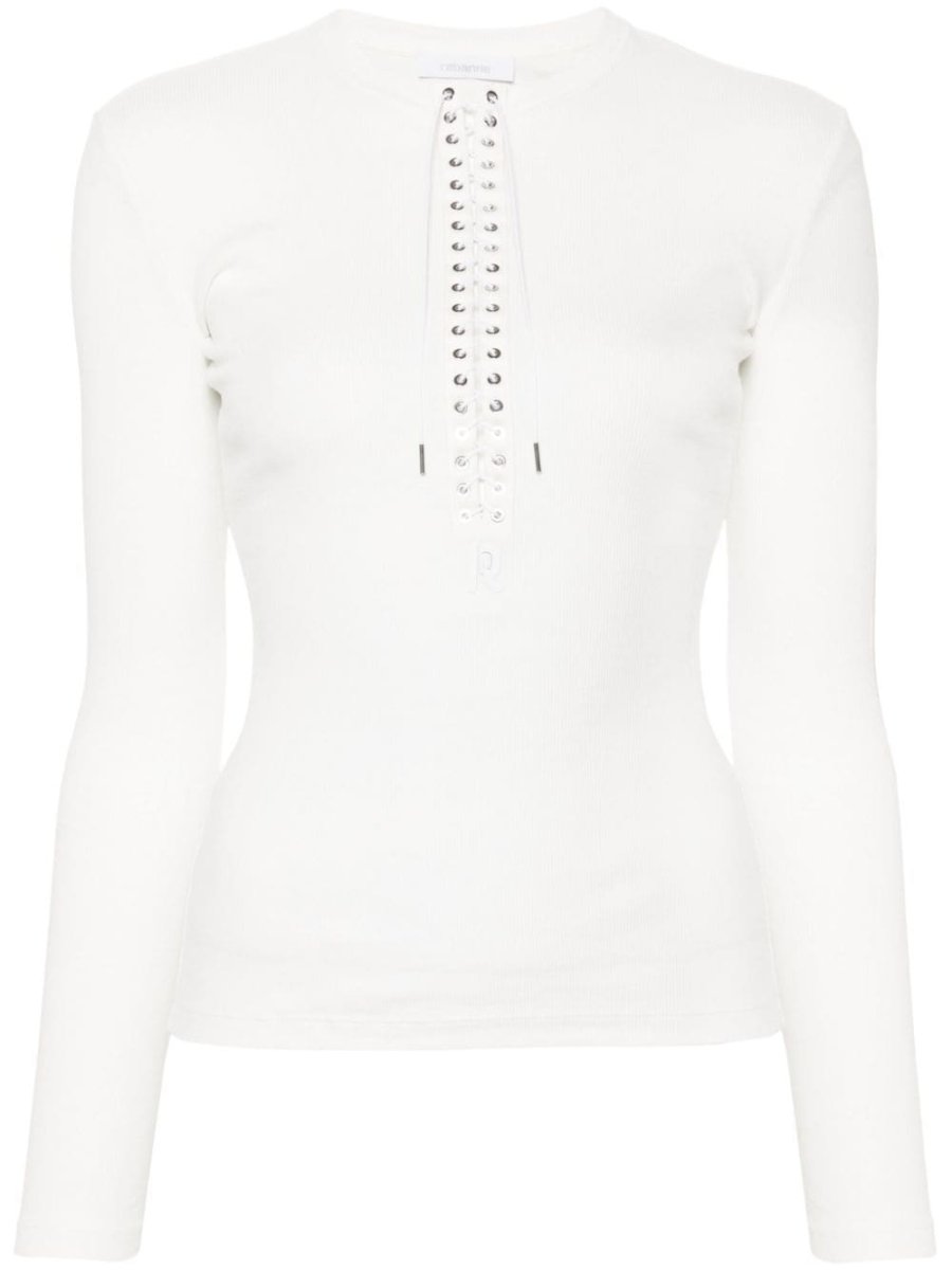 fine-ribbed lace-up top