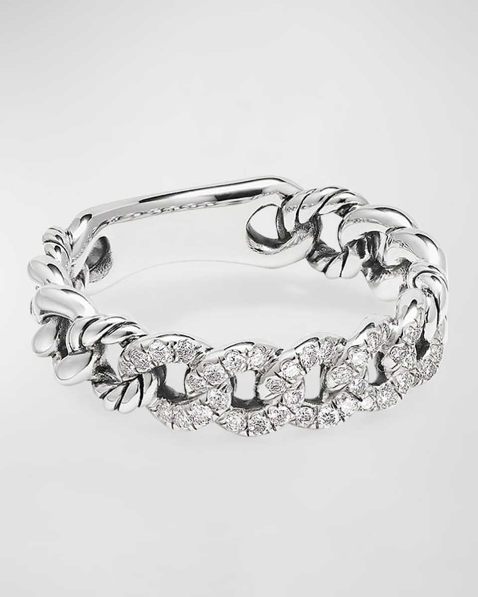 Belmont Curb Link Band Ring with Diamonds in Silver, 5mm