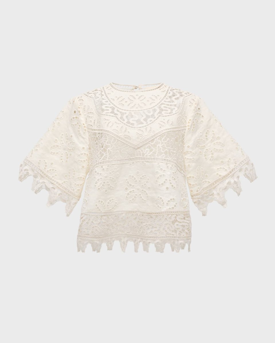 Aria Cutwork Embroidered Linen Blouse