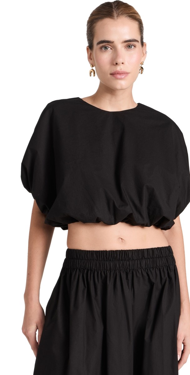 MIKOH Opihi Bubble Sleeve Crop Top Night