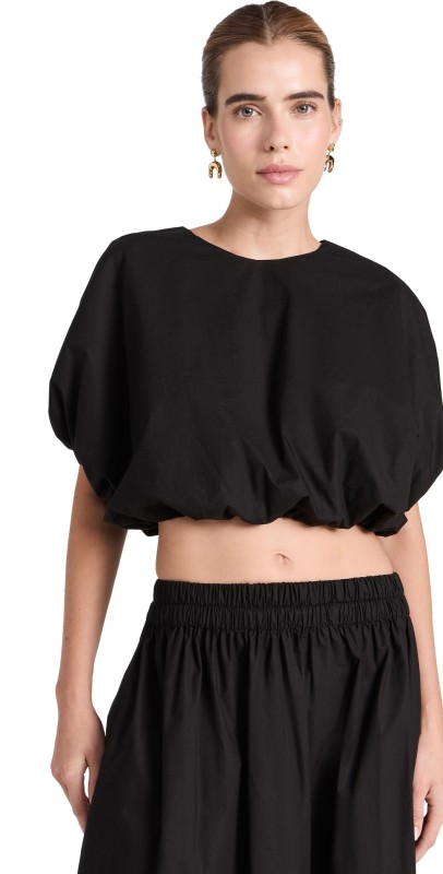 MIKOH Opihi Bubble Sleeve Crop Top Night