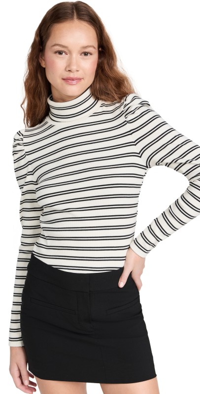 Veronica Beard Jean Cedar Turtleneck Black/White