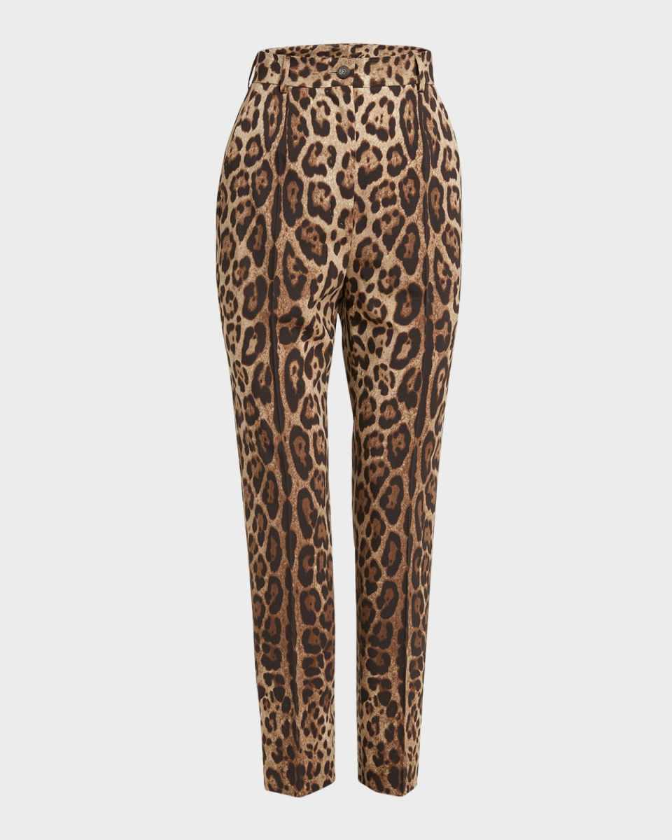 Leopard Straight-Leg Pants