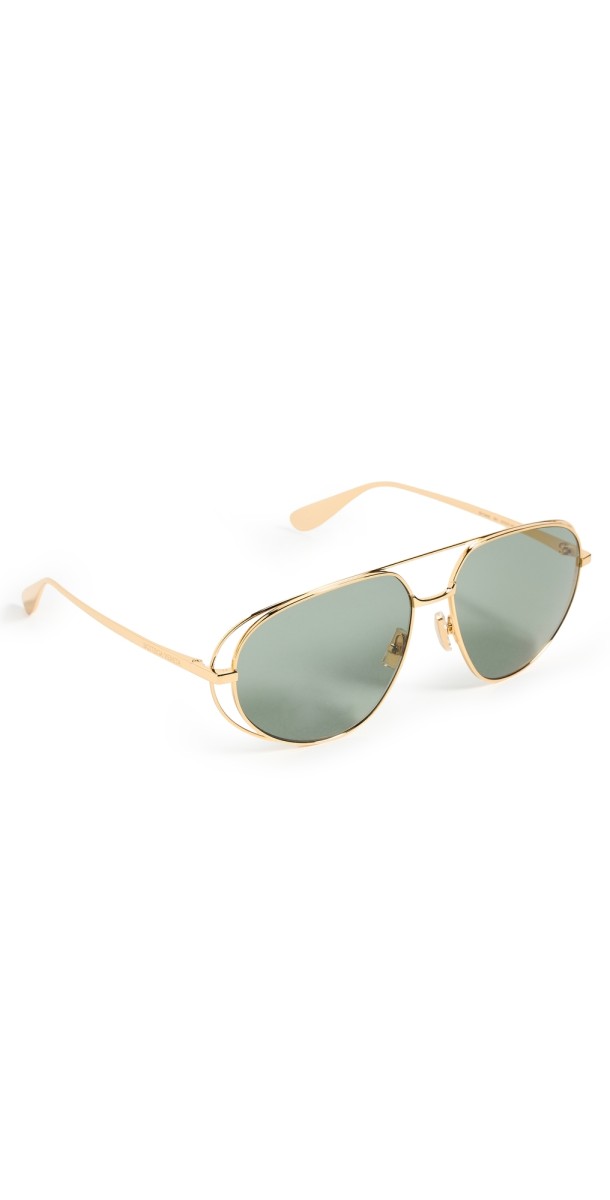 Bottega Veneta Navigator Sunglasses Gold-Gold-Gr