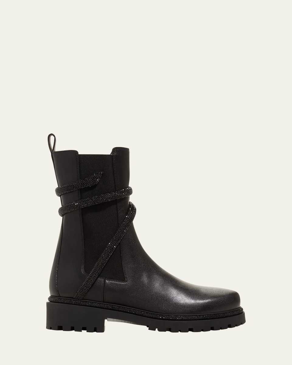 Calfskin Snake-Wrap Chelsea Boots