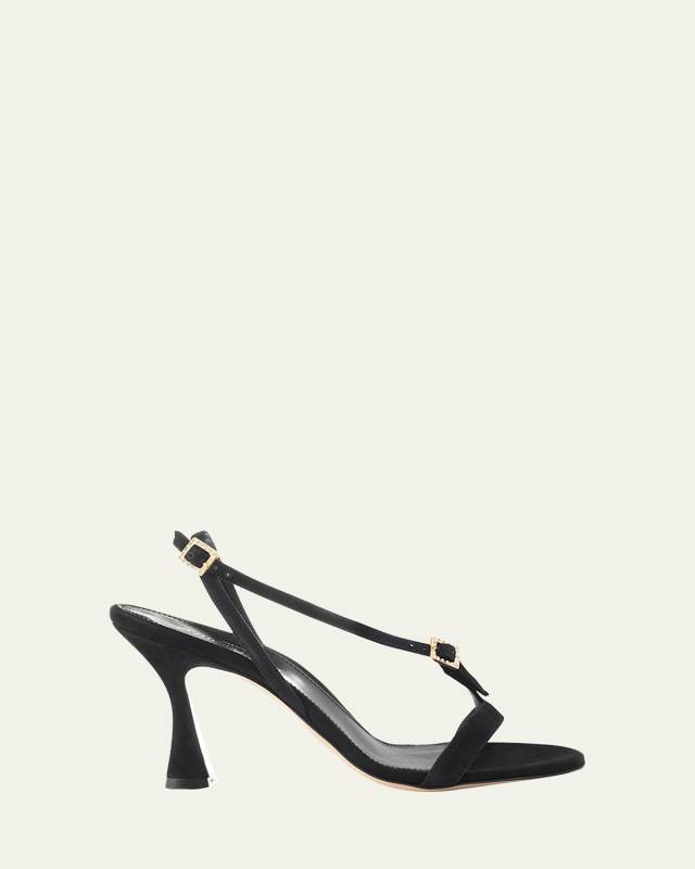Isa Leather Crystal Buckle Sandals