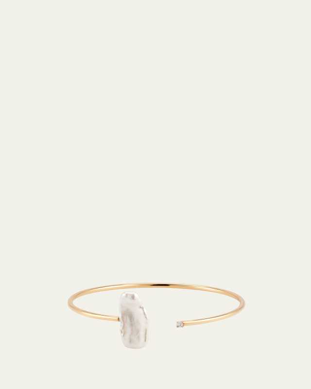 Long Pearl Diamond Bendable Cuff