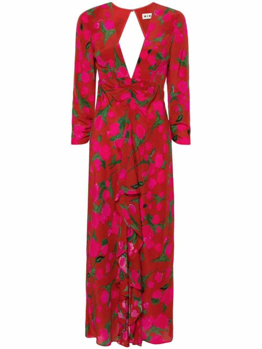 Rose silk maxi dress