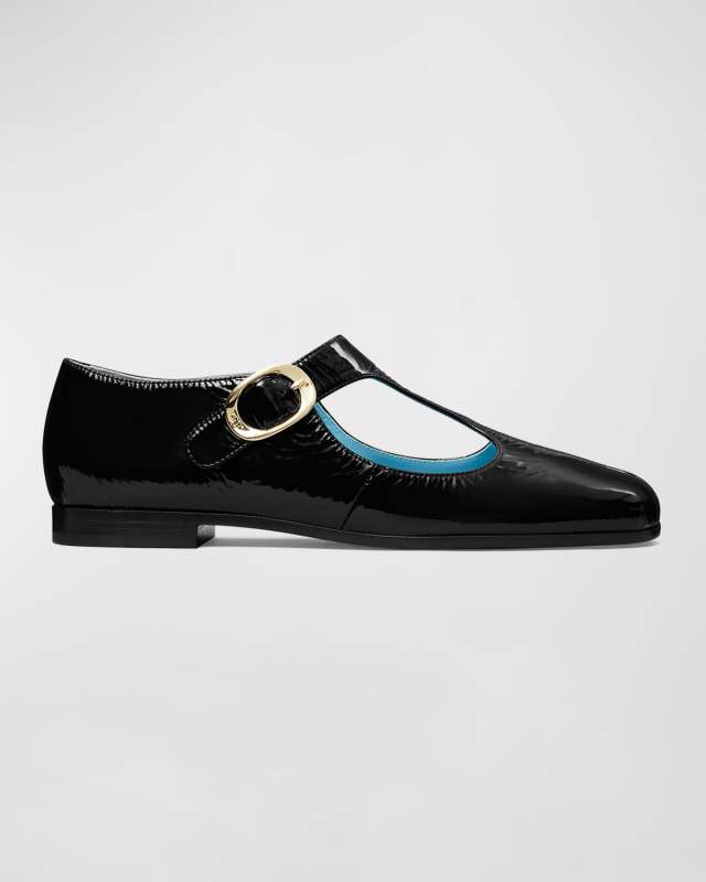 Violet Leather Mary Jane Ballerina Loafers