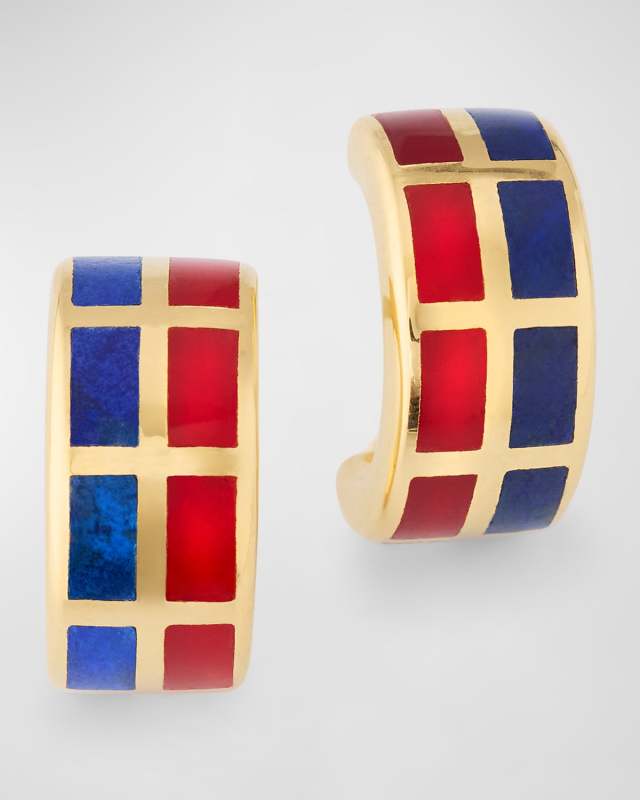 Dash Rectangle Gemstone Huggie Earrings