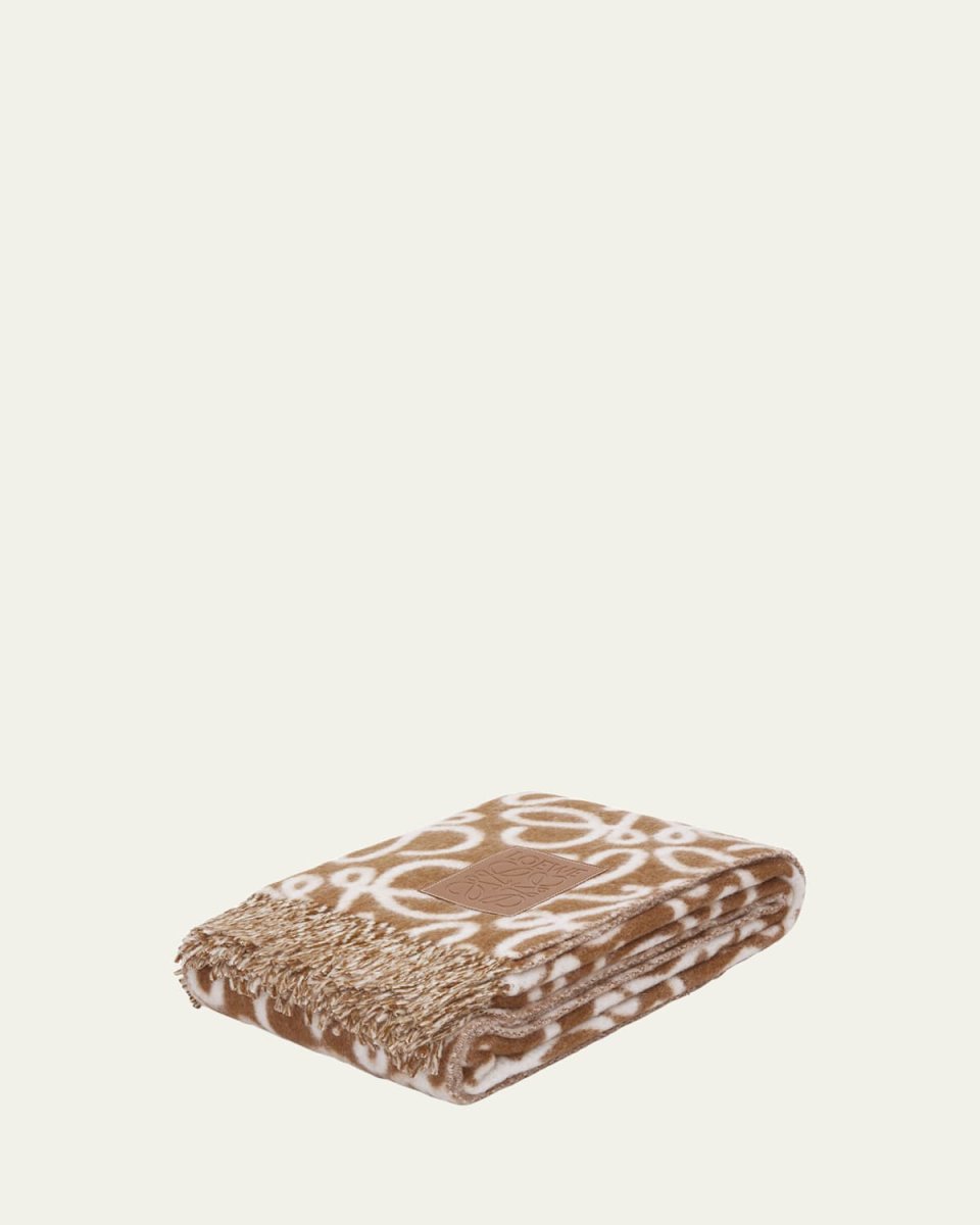 Anagram Wool-Blend Blanket, 55" x 85"