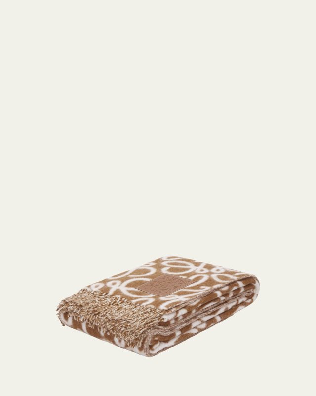 Anagram Wool-Blend Blanket, 55" x 85"