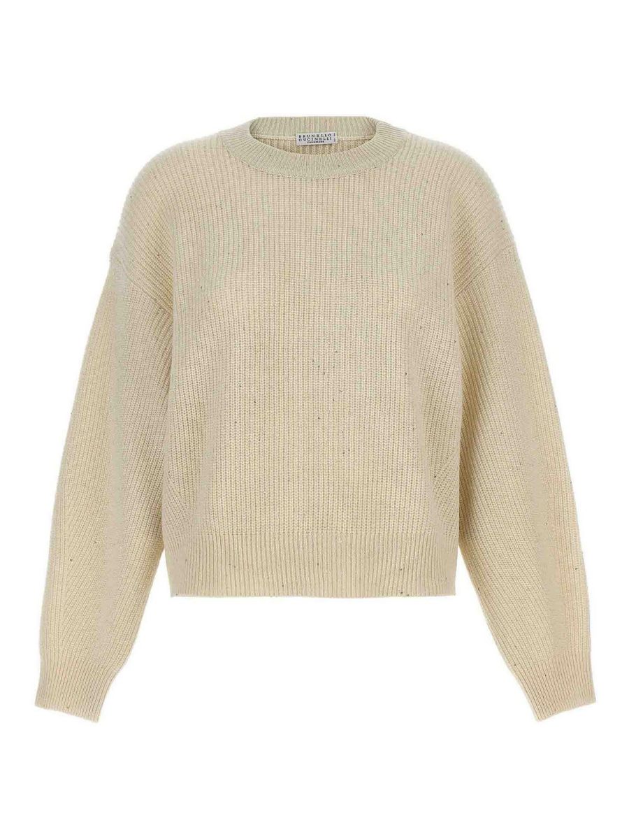 Brunello Cucinelli Pull Col Rond - Blanc