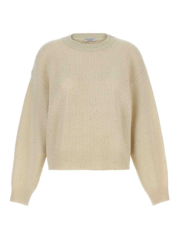 Brunello Cucinelli Pull Col Rond - Blanc