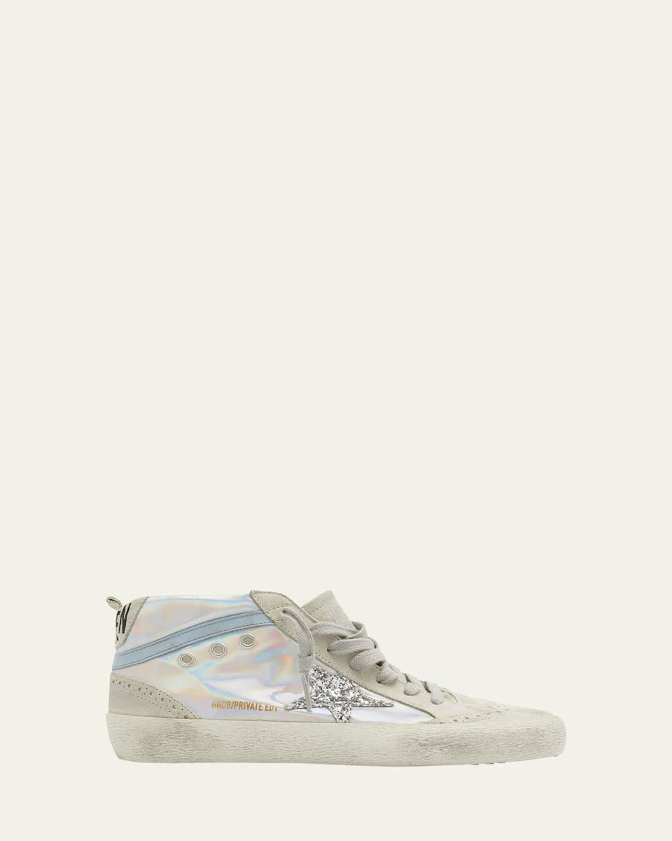 Mid Star Iridescent Glitter Wing-Tip Sneakers