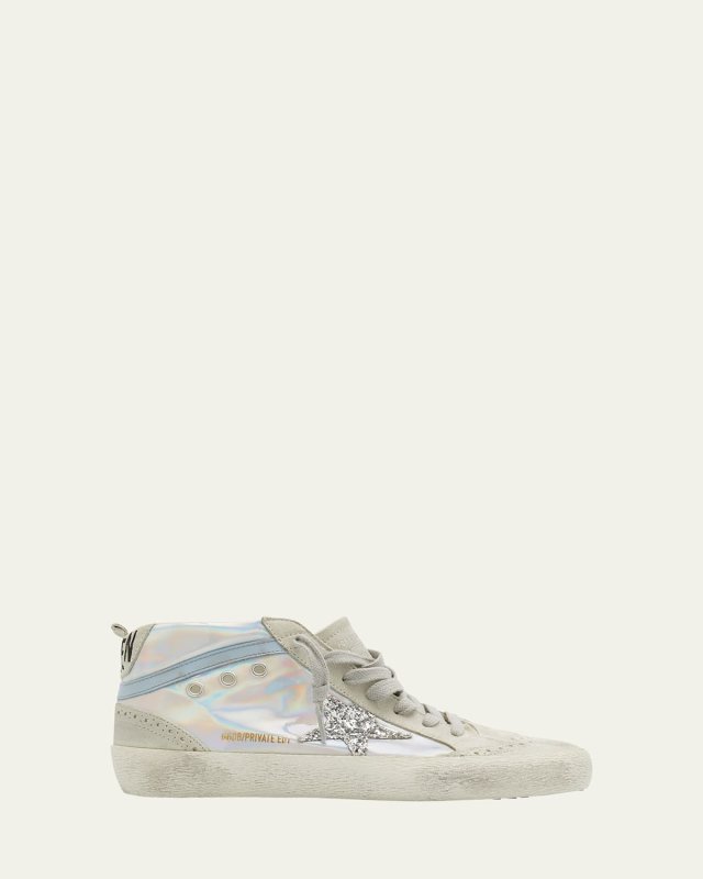 Mid Star Iridescent Glitter Wing-Tip Sneakers